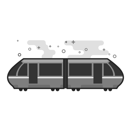 Tram icon in flat outlined grayscale style. Vector illustration.のイラスト素材