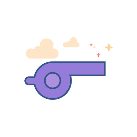 Whistle icon in outlined flat color style. Vector illustration.のイラスト素材
