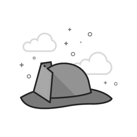 Fireman hat icon in flat outlined grayscale style. Vector illustration.のイラスト素材