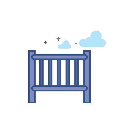 Baby bed icon in outlined flat color style. Vector illustration.のイラスト素材