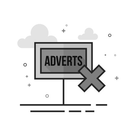 Ad post with cross sign icon in flat outlined grayscale style. Vector illustration.のイラスト素材