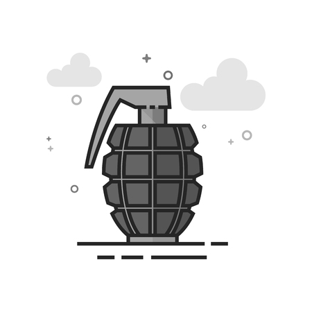 Grenade icon in flat outlined grayscale style. Vector illustration.のイラスト素材