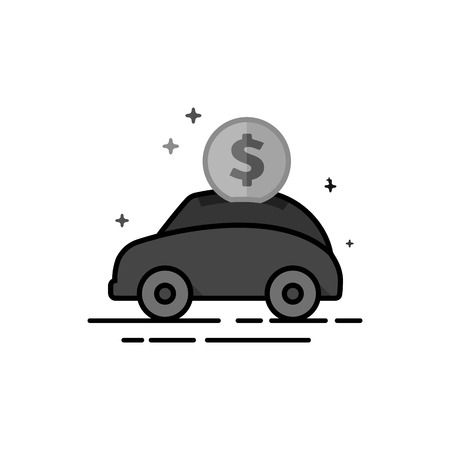 Car piggy bank icon in flat outlined grayscale style. Vector illustration.のイラスト素材