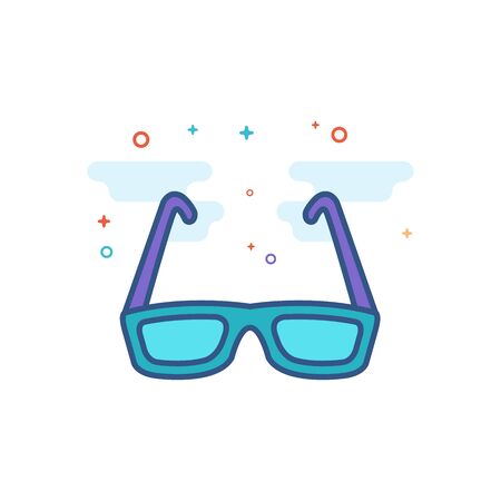 Eyeglasses icon in outlined flat color style Vector illustration.のイラスト素材