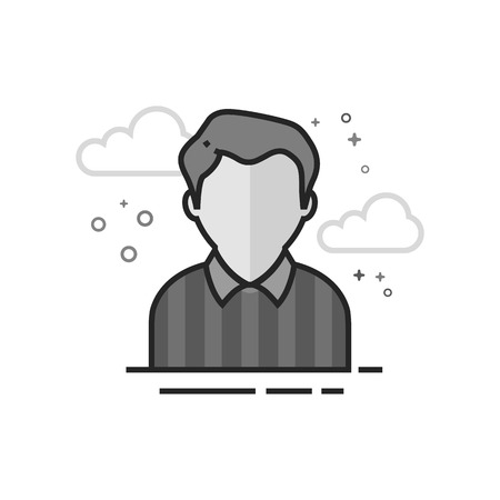 Referee avatar icon in flat outlined grayscale style. Vector illustration.のイラスト素材