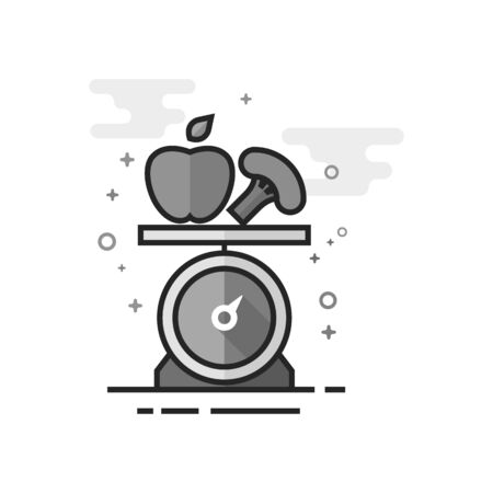Food scale icon in flat outlined grayscale style Vector illustration.のイラスト素材