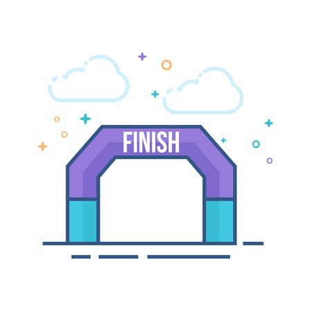 Finish line icon in outlined flat color style. Vector illustration.のイラスト素材
