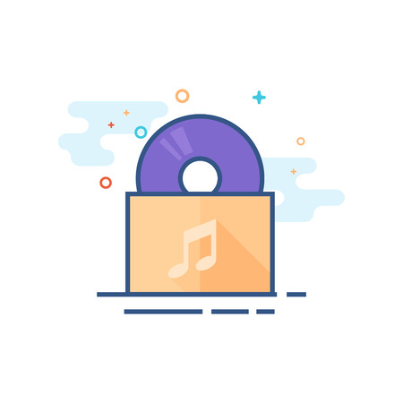 Music album icon in outlined flat color style. Vector illustration.のイラスト素材