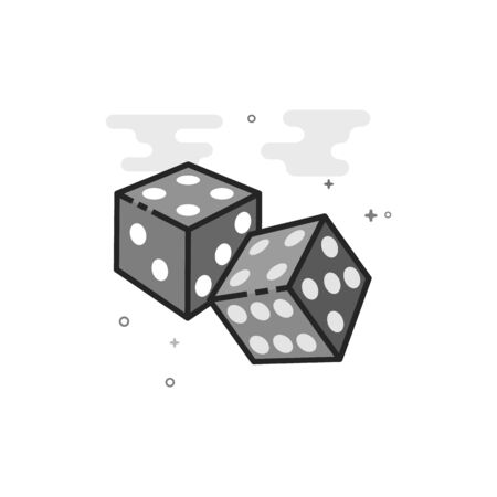 Dice icon in flat outlined grayscale style. Vector illustration.のイラスト素材
