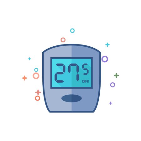 Cycle computer icon in outlined flat color style. Vector illustration.のイラスト素材