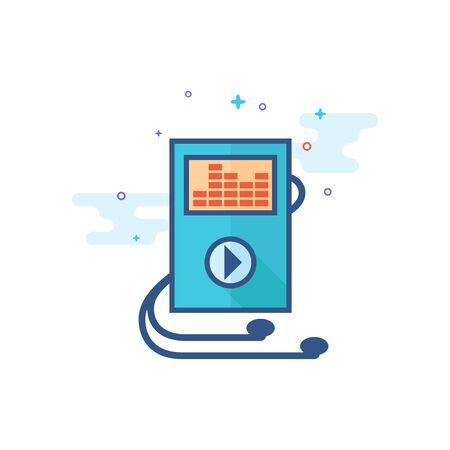 Music player icon in outlined flat color style. Vector illustration.のイラスト素材
