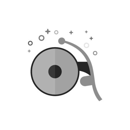Bicycle bell icon in flat outlined grayscale style. Vector illustration.のイラスト素材