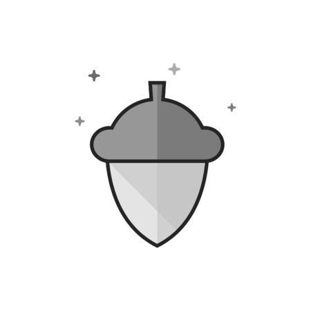 Acorn seed icon in flat outlined grayscale style. Vector illustration.のイラスト素材