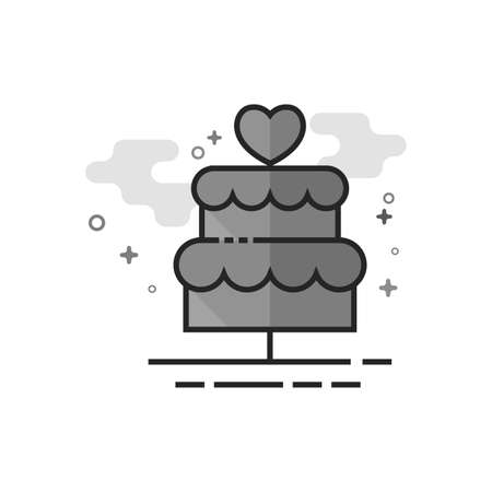 Wedding cake icon in flat outlined grayscale style. Vector illustration.のイラスト素材