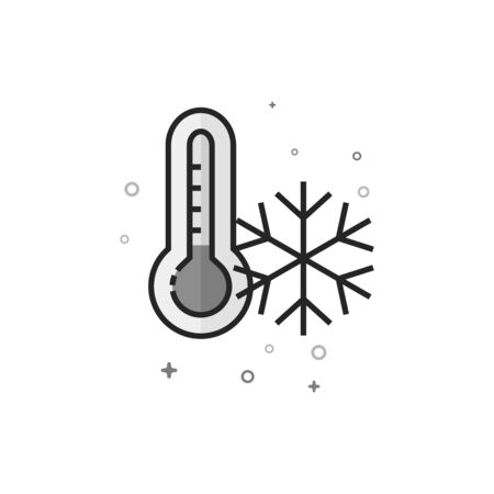 Thermometer icon in flat outlined grayscale style. Vector illustration.のイラスト素材