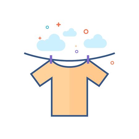 Clothes hang icon in outlined flat color style. Vector illustration.のイラスト素材