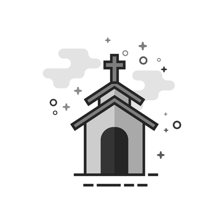 Church icon in flat outlined grayscale style. Vector illustration.のイラスト素材