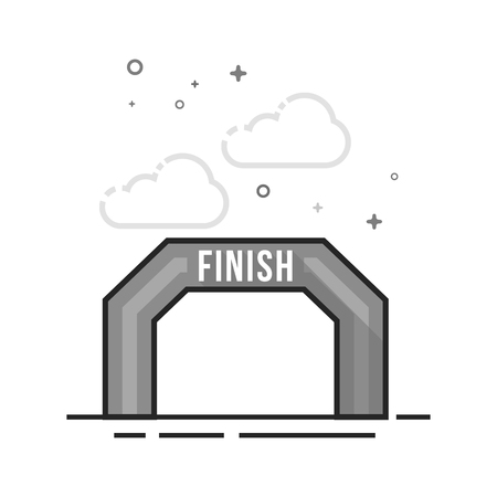 Finish line icon in flat outlined grayscale style. Vector illustration.のイラスト素材