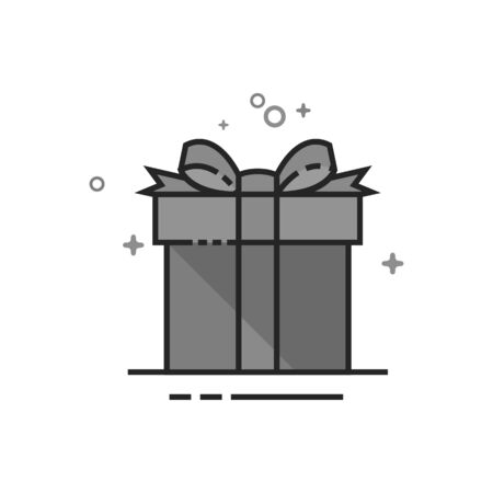 Gift box icon in flat outlined grayscale style. Vector illustration.のイラスト素材