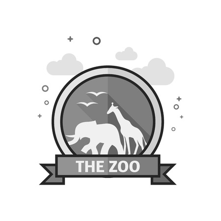 Zoo gate icon in flat outlined grayscale style. Vector illustration.のイラスト素材