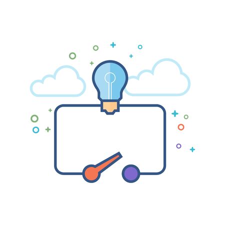 Electric switch diagram icon in outlined flat color style. Vector illustration.のイラスト素材