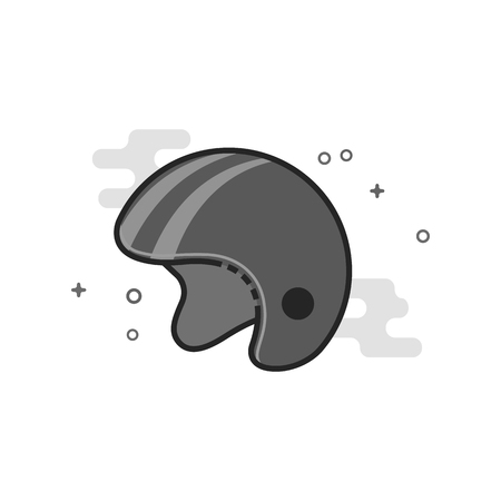 Motorcycle helmet icon in flat outlined grayscale style. Vector illustration.のイラスト素材