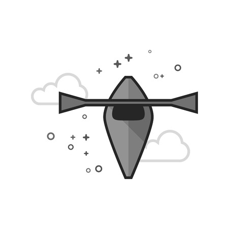 Canoe icon in flat outlined grayscale style. Vector illustration.のイラスト素材