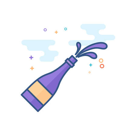 Wine glass icon in outlined flat color style. Vector illustration.のイラスト素材