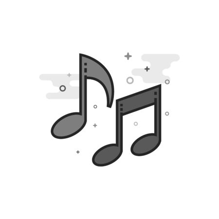 Music notes icon in flat outlined grayscale style. Vector illustration.のイラスト素材