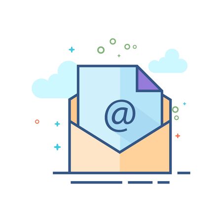 Envelope icon in outlined flat colored style. Vector illustration.のイラスト素材