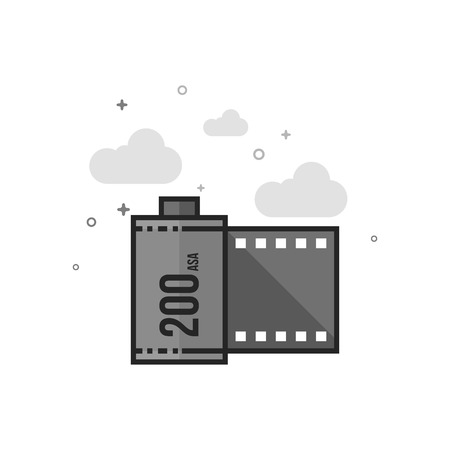Photographic film icon in flat outlined grayscale style. Vector illustration.のイラスト素材