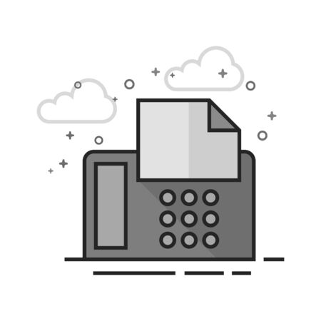 Facsimile icon in flat outlined grayscale style. Vector illustration.のイラスト素材