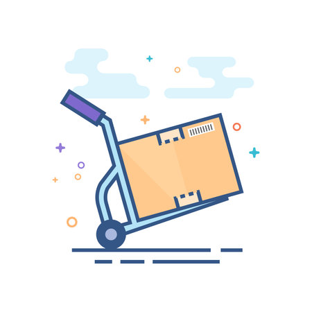 Logistic trolley icon in outlined flat color style Vector illustration.のイラスト素材