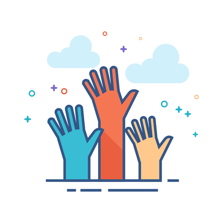 Hands icon in outlined flat color style. Vector illustration.のイラスト素材