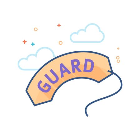 Rescue tube icon in outlined flat color style. Vector illustration.のイラスト素材