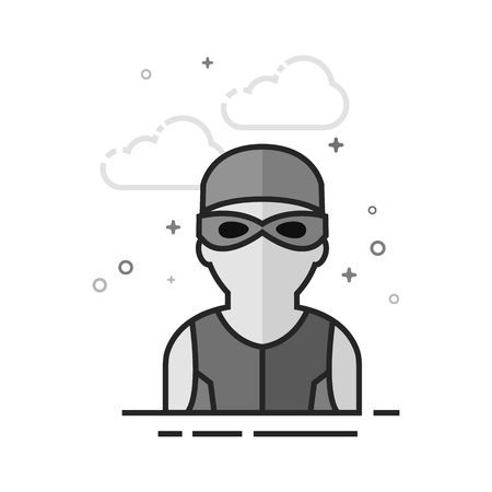 Swimming athlete icon in flat outlined grayscale style. Vector illustration.のイラスト素材