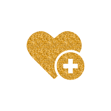 Favorite icon in gold glitter texture. Sparkle luxury style vector illustration.のイラスト素材