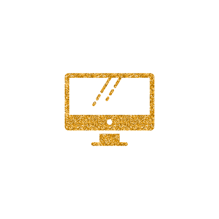 Desktop computer icon in gold glitter texture. Sparkle luxury style vector illustration.のイラスト素材