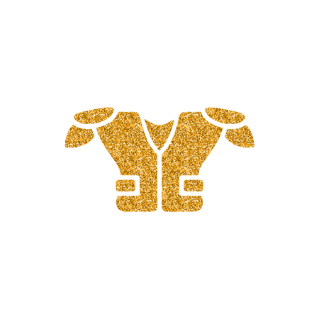Football armor icon in gold glitter texture. Sparkle luxury style vector illustration.のイラスト素材