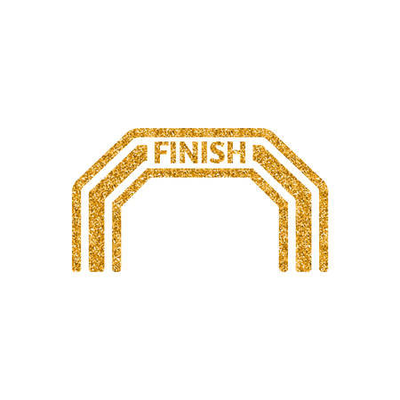 Finish line icon in gold glitter texture. Sparkle luxury style vector illustration.のイラスト素材