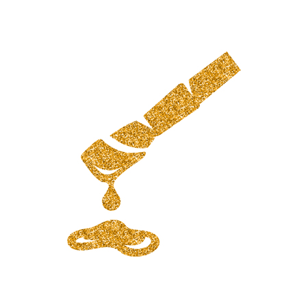 Paint brush icon in gold glitter texture. Sparkle luxury style vector illustration.のイラスト素材
