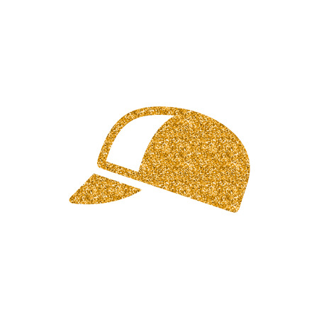Cycling hat icon in gold glitter texture. Sparkle luxury style vector illustration.のイラスト素材
