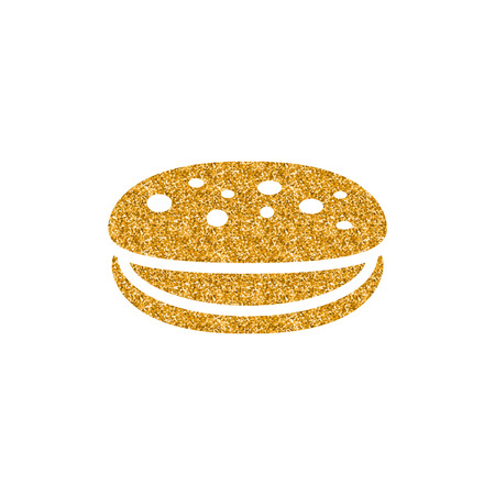 Cake icon in gold glitter texture. Sparkle luxury style vector illustration.のイラスト素材