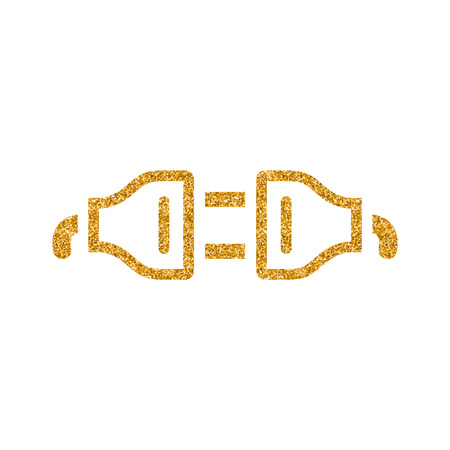 Electric plug icon in gold glitter texture. Sparkle luxury style vector illustration.のイラスト素材