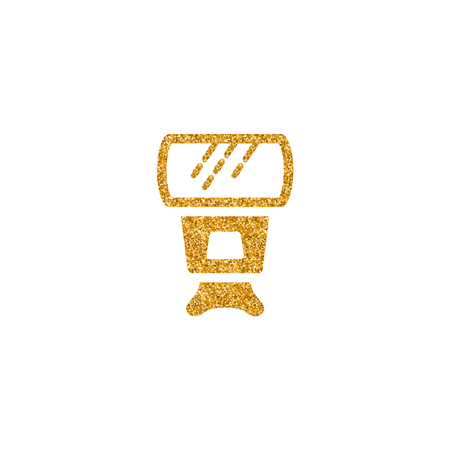 Camera flash icon in gold glitter texture. Sparkle luxury style vector illustration.のイラスト素材