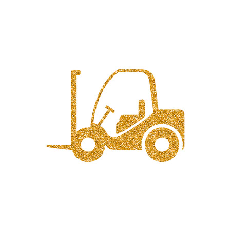 Forklift icon in gold glitter texture. Sparkle luxury style vector illustration.のイラスト素材
