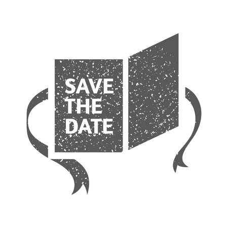 Wedding card icon in grunge texture. Vintage style vector illustration.のイラスト素材