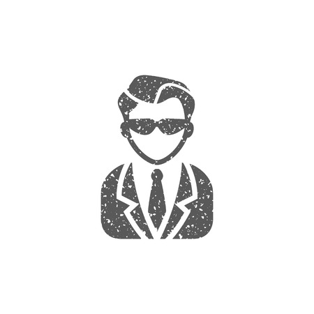 Businessman icon in grunge texture. Vintage style vector illustration.のイラスト素材