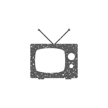 Television icon in grunge texture. Vintage style vector illustration.のイラスト素材