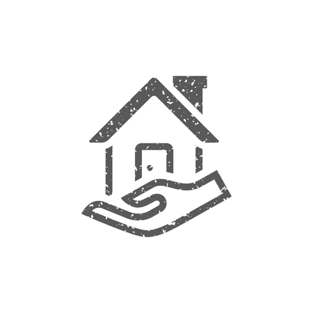 Property care icon in grunge texture. Vintage style vector illustration.のイラスト素材
